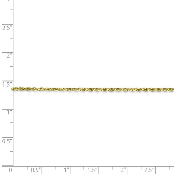 1.5mm, 10k Yellow Gold Diamond Cut Solid Rope Chain Bracelet, 7 Inch - Picture 4 of 6